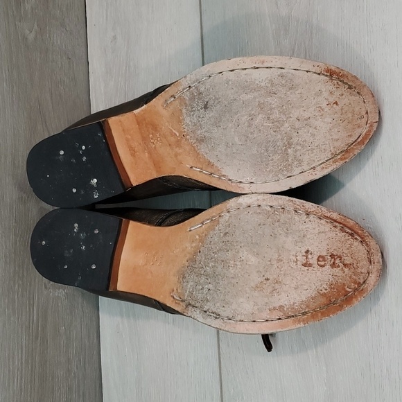 Free People Jim Barnier Womens Boho Leather Moto Heels shoes sz 9.5 USA - Picture 13 of 16